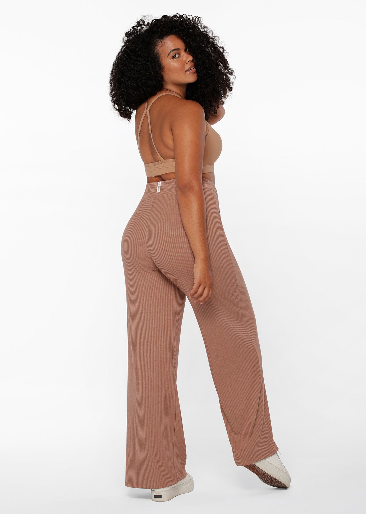 Lorna Jane Rest And Relax Rib Full Length Pants - Walnut
