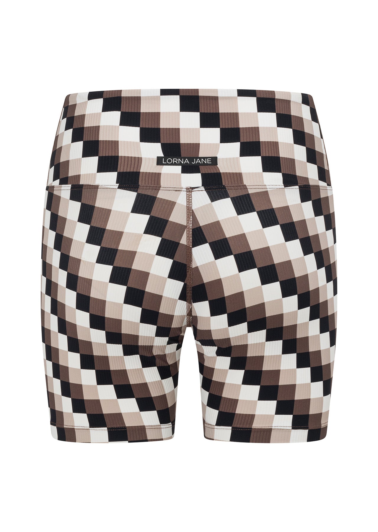 Lorna Jane Retro Check Ribbed Bike Shorts - Retro Check Print