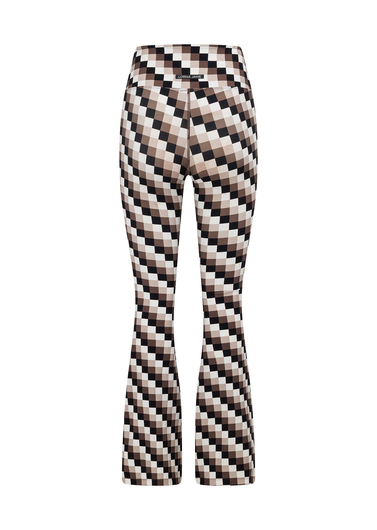 Lorna Jane Retro Check Ribbed Flares - Retro Check Print