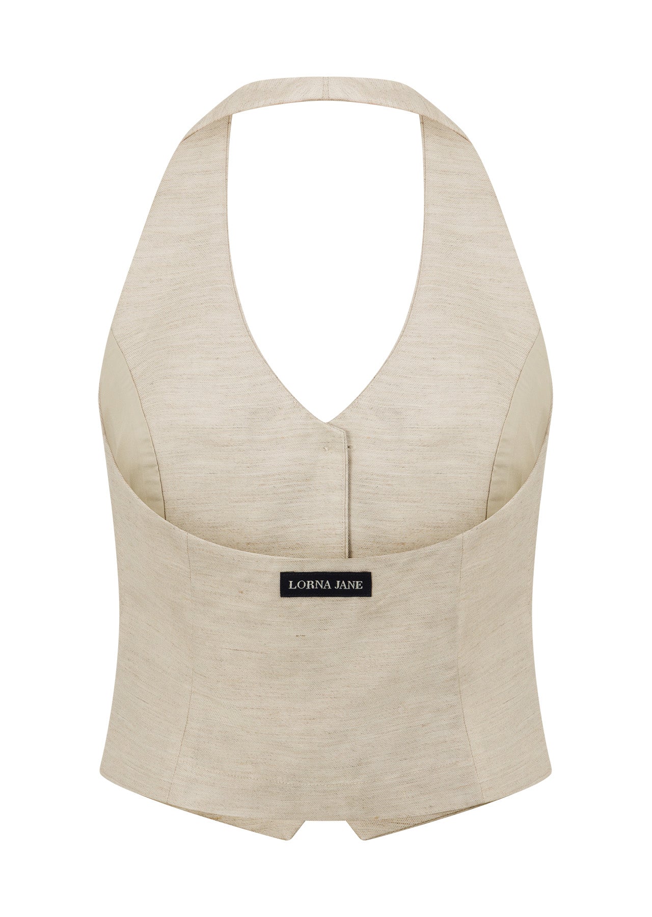 Lorna Jane Hamptons Linen Halter Vest - Natural Marl