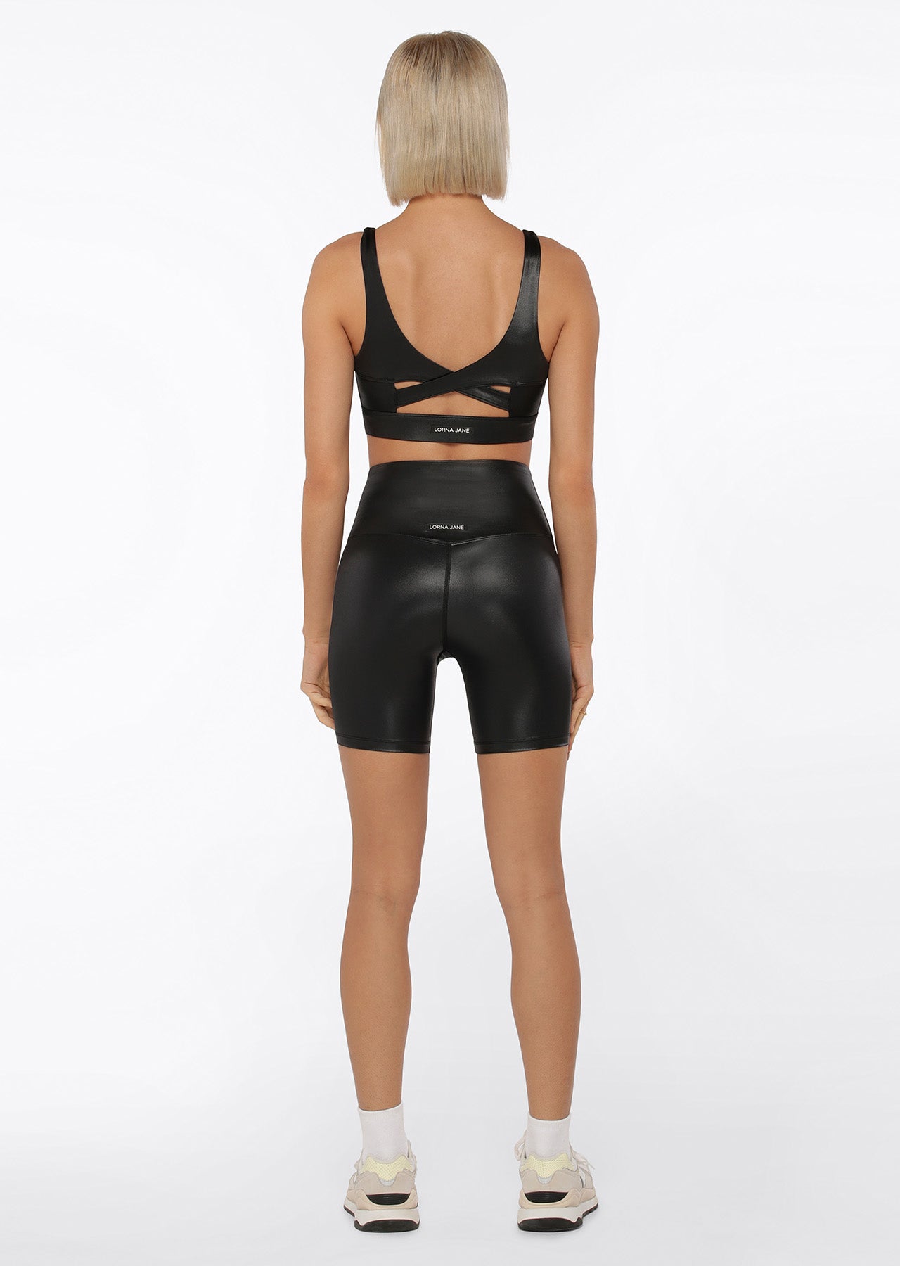 Lorna Jane Wet Look Sports Bra - Black