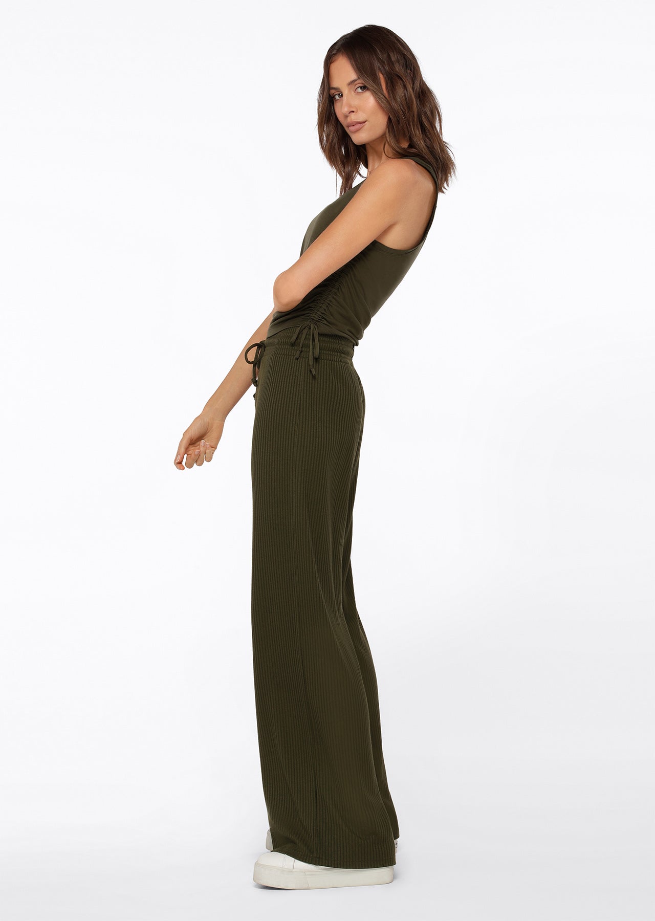 Lorna Jane Rest And Relax Rib Full Length Pants - Luxury Green
