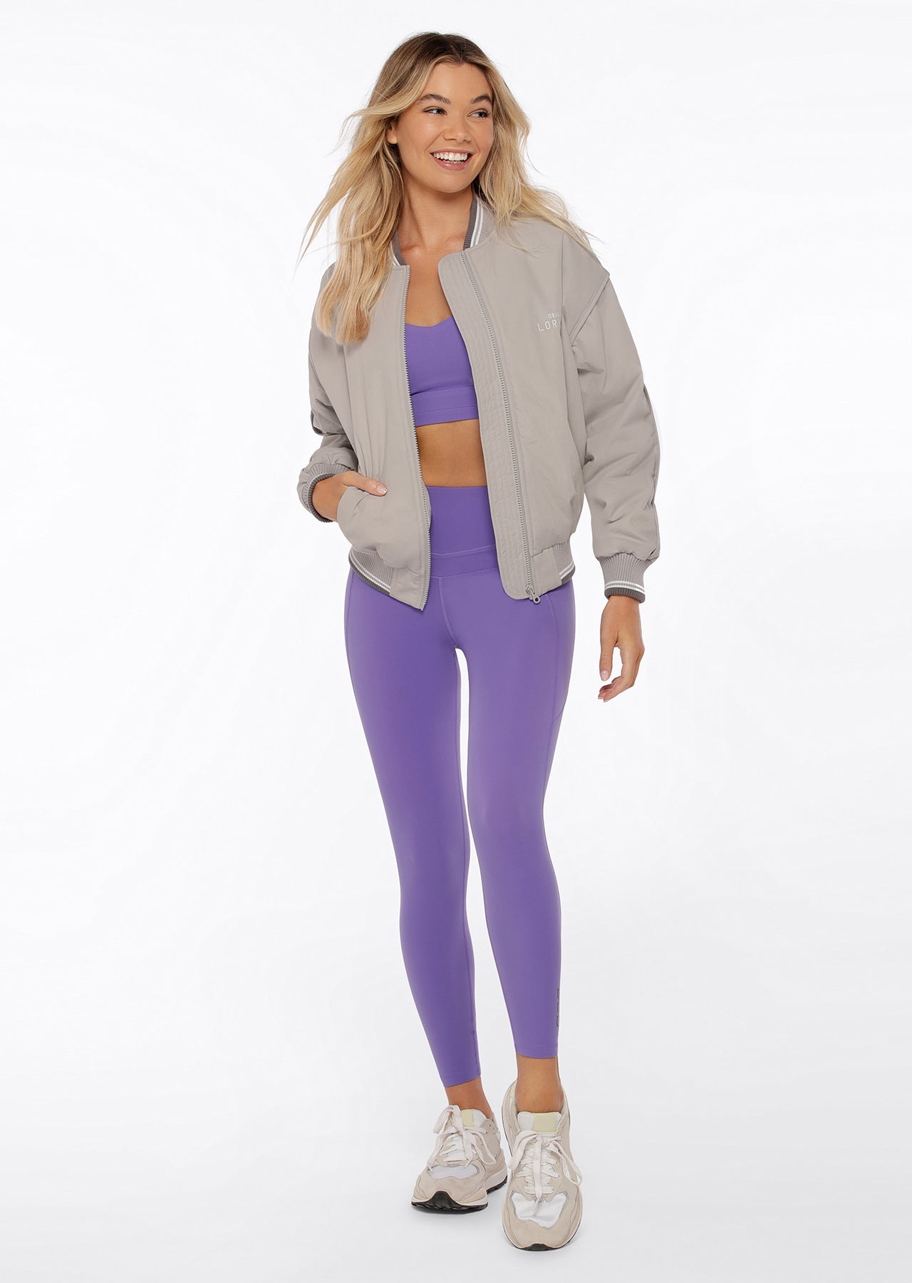 Lorna Jane Grand Slam Bomber Jacket - Concrete Grey