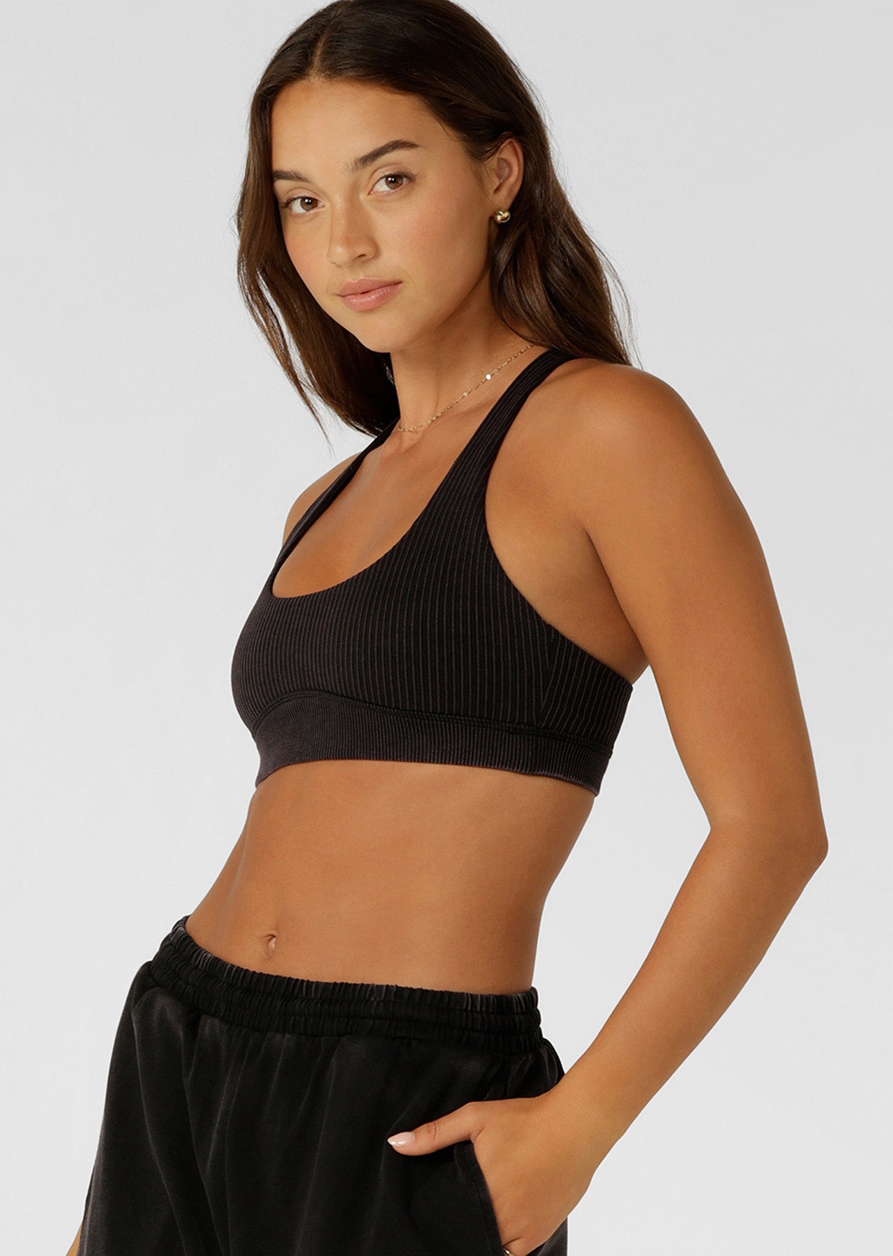 Lorna Jane Never Better Washed Seamless Sports Bra - Washed Black