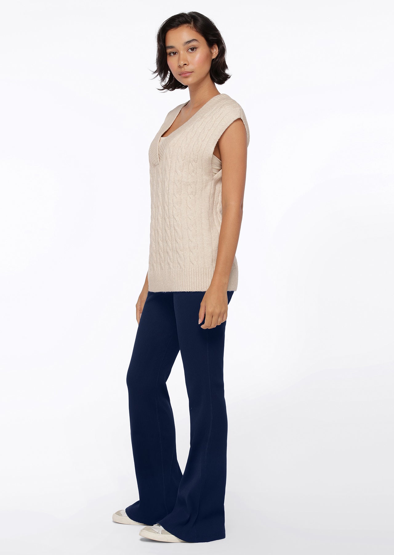 Lorna Jane Tee Up Knit Vest - Oat Marl