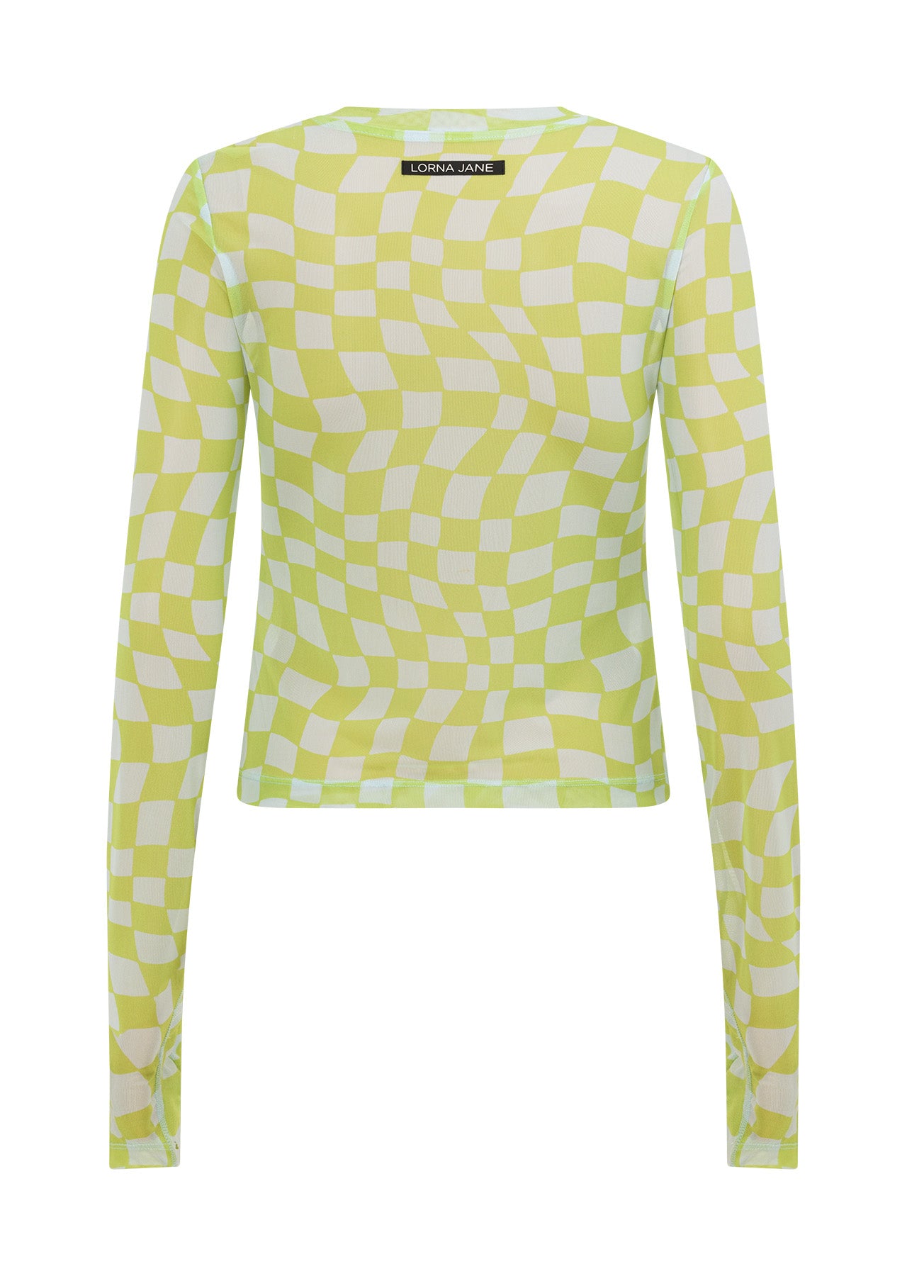 Lorna Jane Naughties Nostalgic Mesh Long Sleeve Top - Swirl Check Print