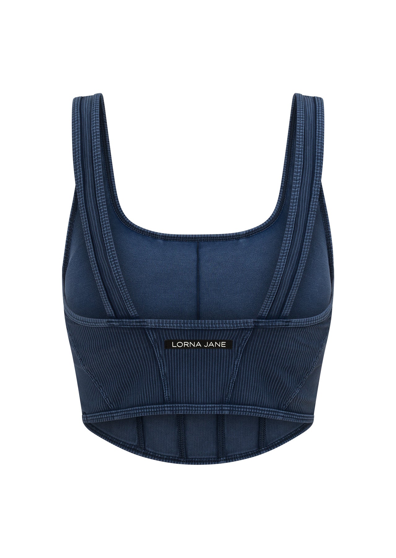 Lorna Jane Stride Washed Rib Tank Bra Combo - Washed Pale Indigo