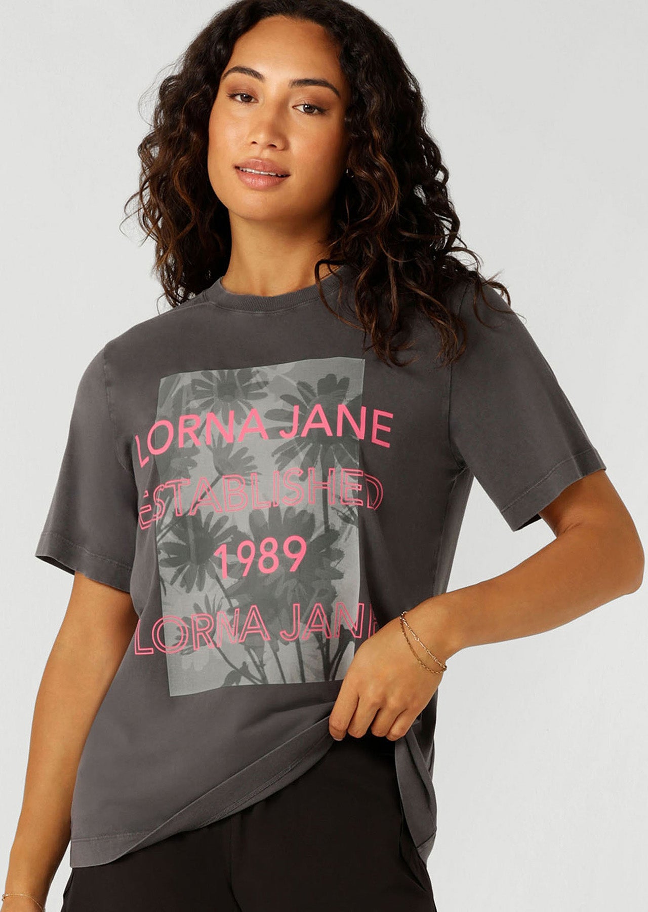 Lorna Jane Recharge Washed Relaxed T-shirt - Washed Titanium