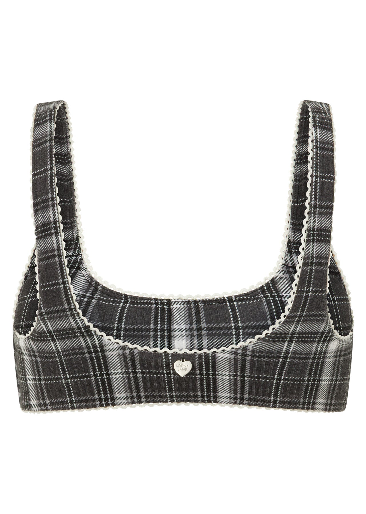 Lorna Jane Monochrome Check Lounge Bralette - Black Check