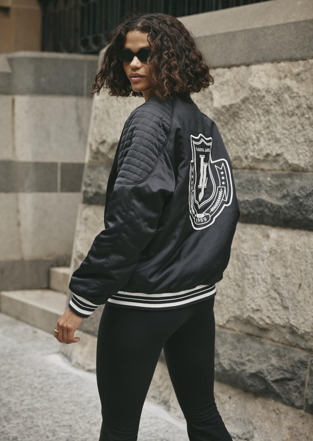 Lorna Jane Double Time Quilted Bomber Jacket - Black