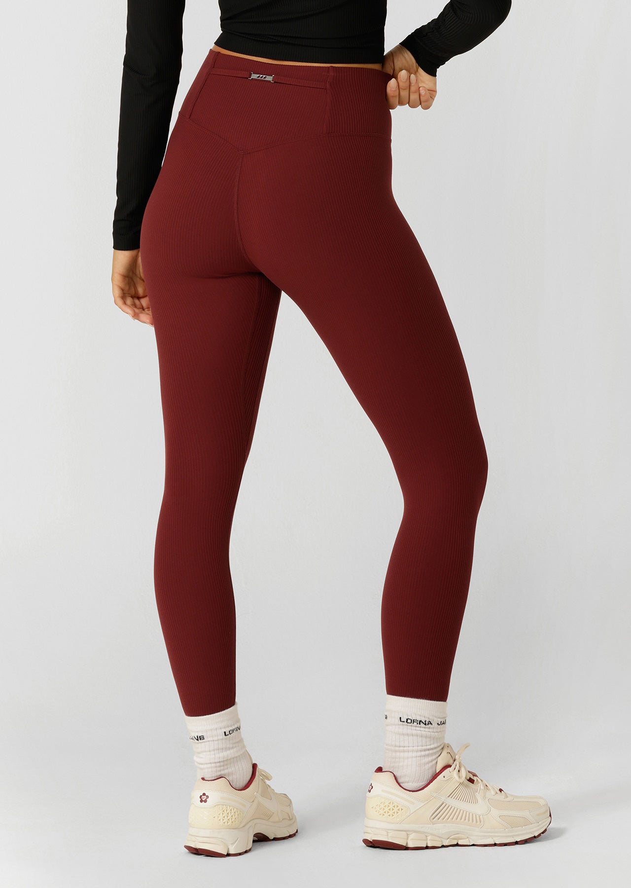 Lorna Jane Dolce Vita Rib Ankle Biter Leggings - Dark Ruby