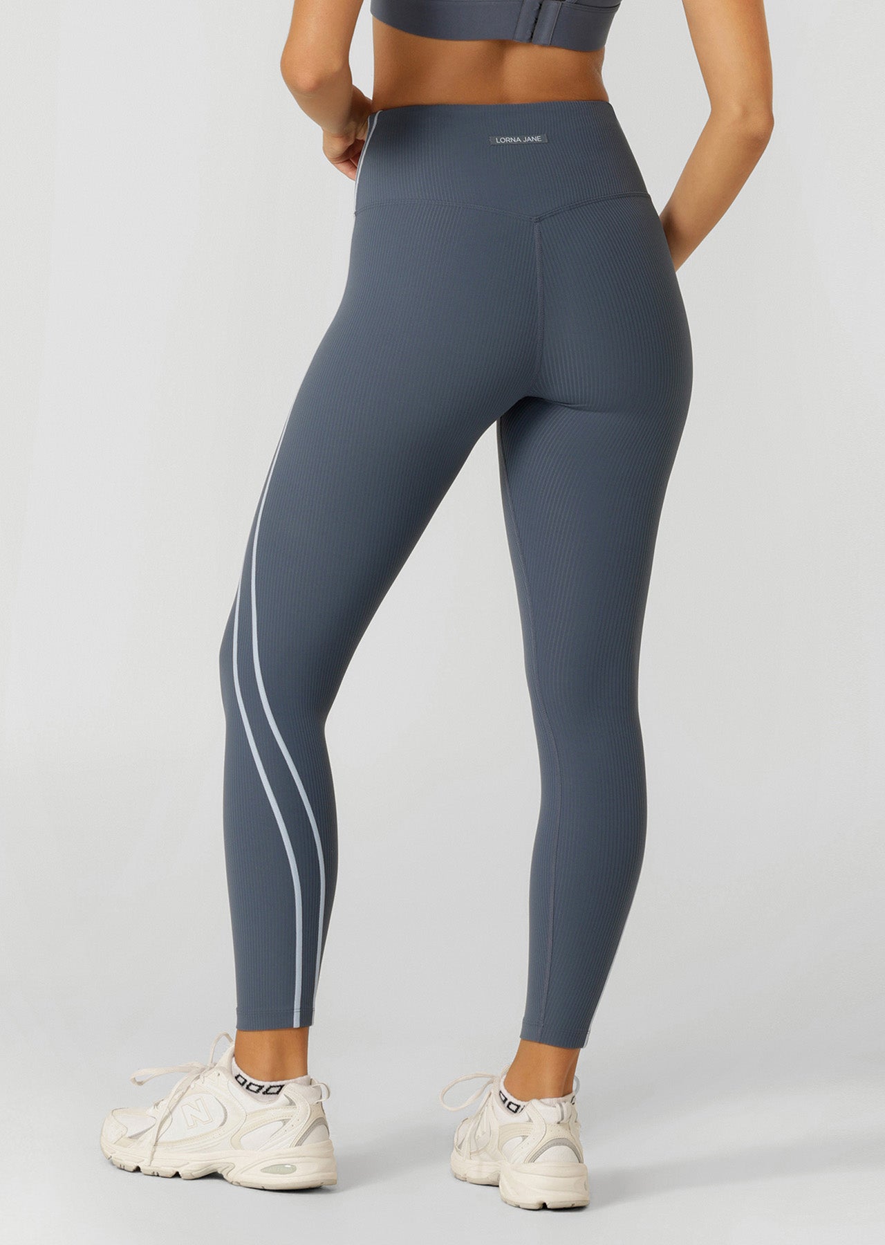 Lorna Jane Second Nature Luxe Rib Ankle Biter Leggings - Dark Powder Grey