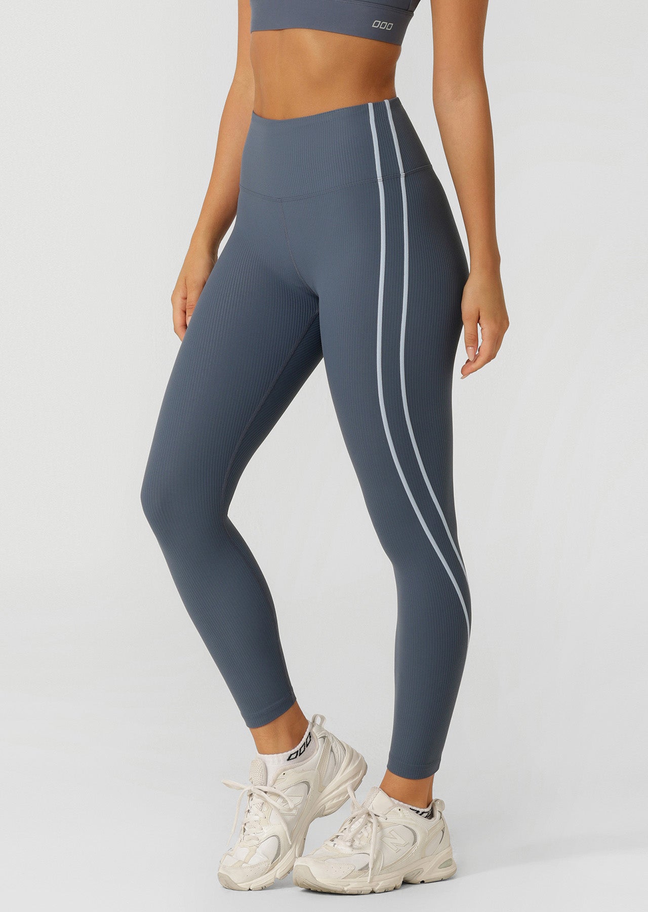 Lorna Jane Second Nature Luxe Rib Ankle Biter Leggings - Dark Powder Grey