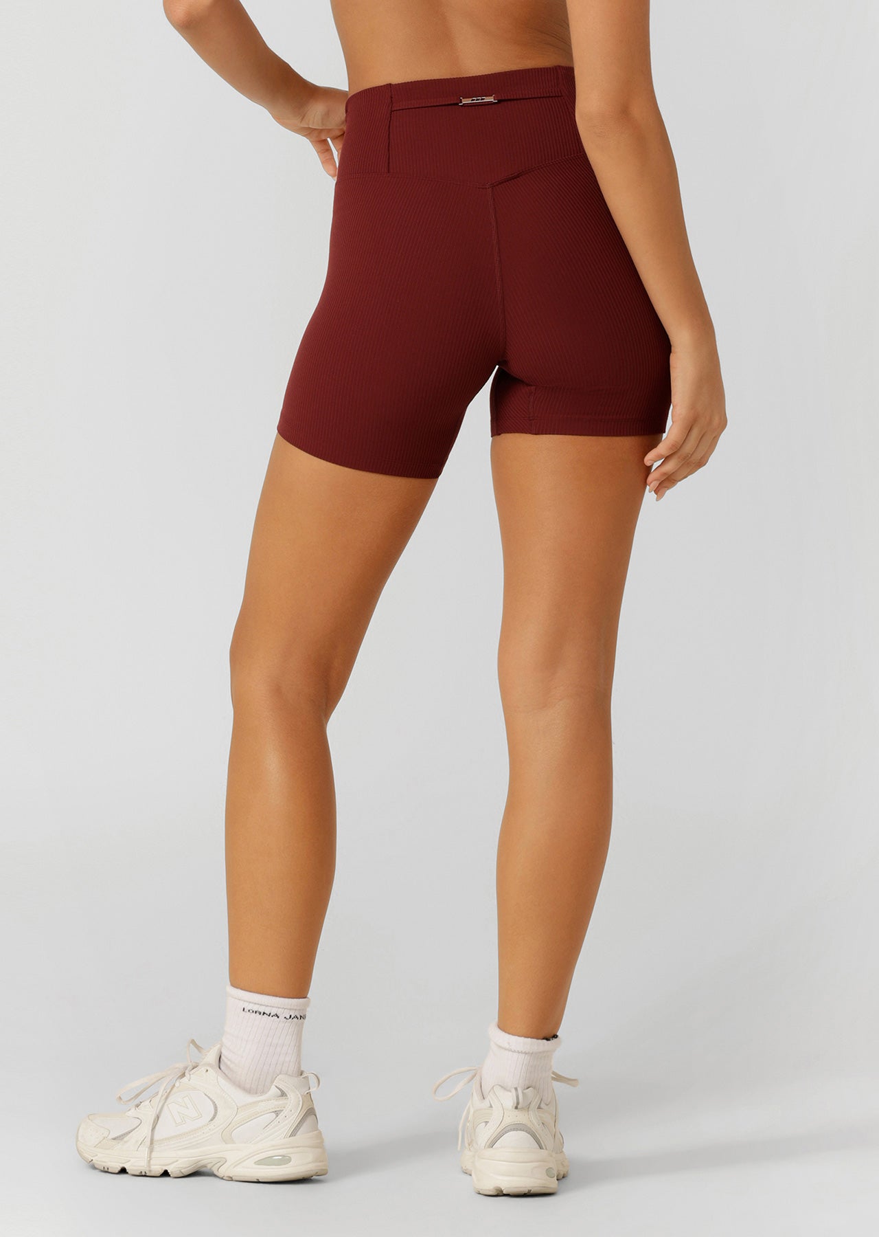 Lorna Jane Dolce Vita Rib 12cm Bike Shorts - Dark Ruby
