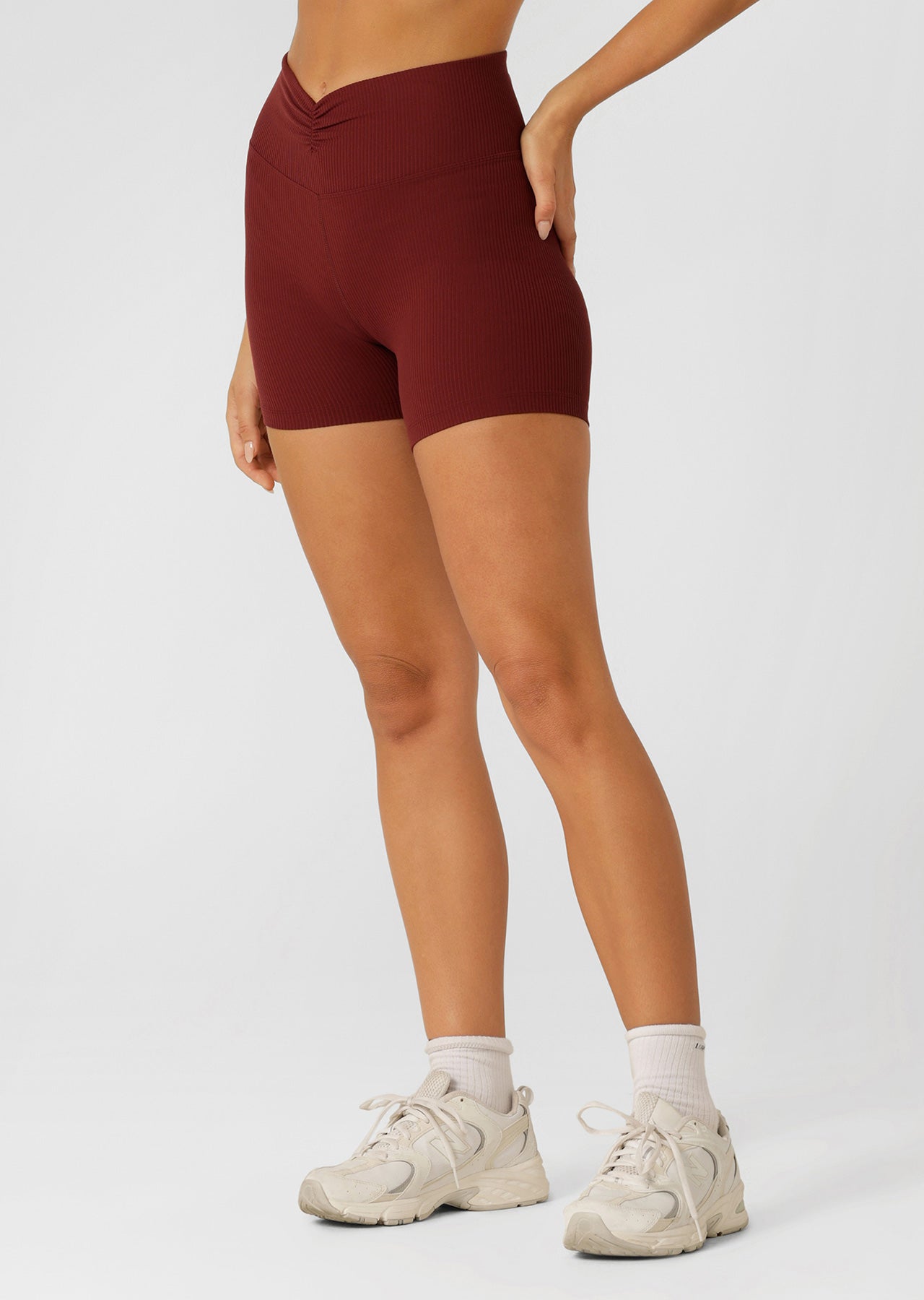 Lorna Jane Dolce Vita Rib 12cm Bike Shorts - Dark Ruby