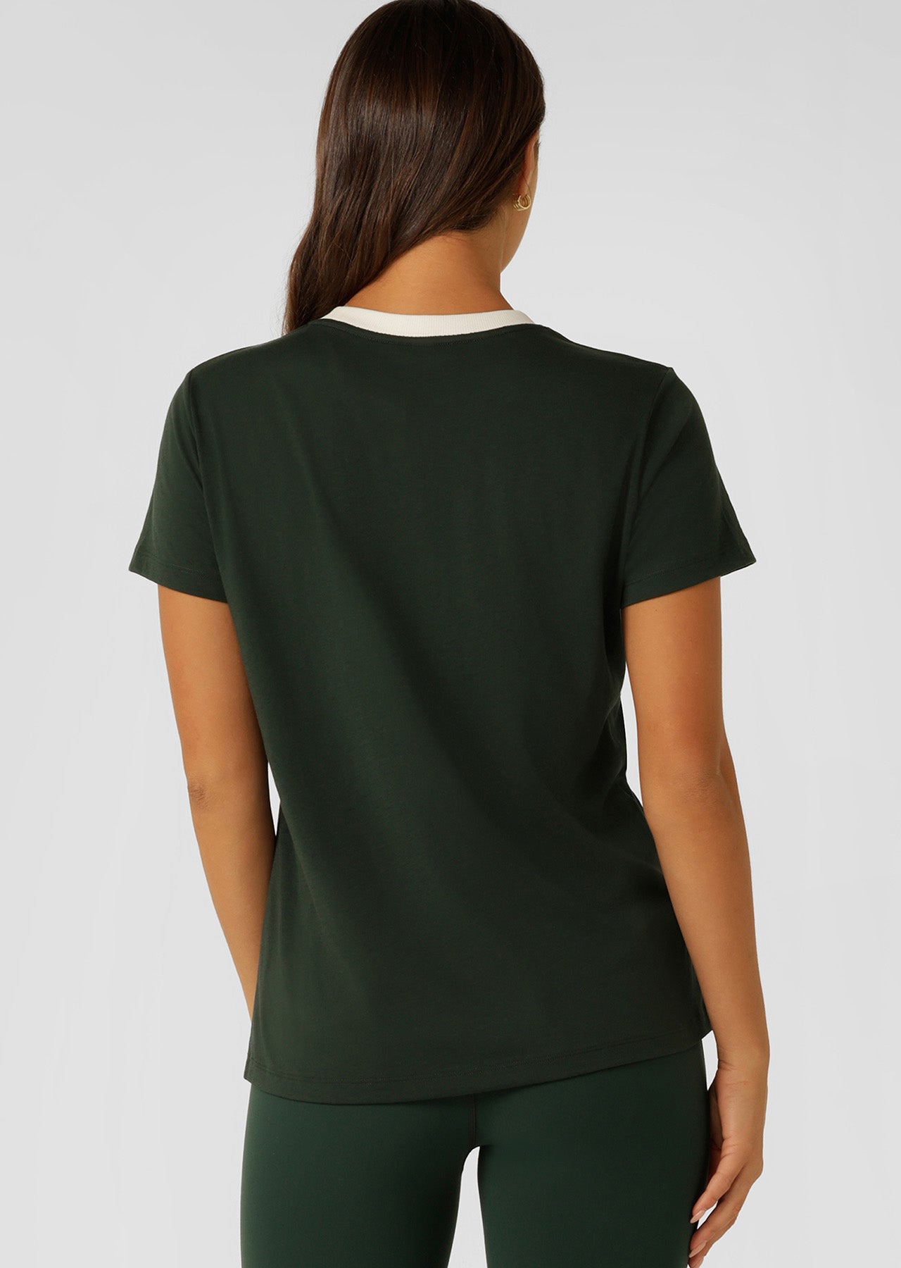 Lorna Jane Lotus Heritage Ringer T-Shirt - Fig Green