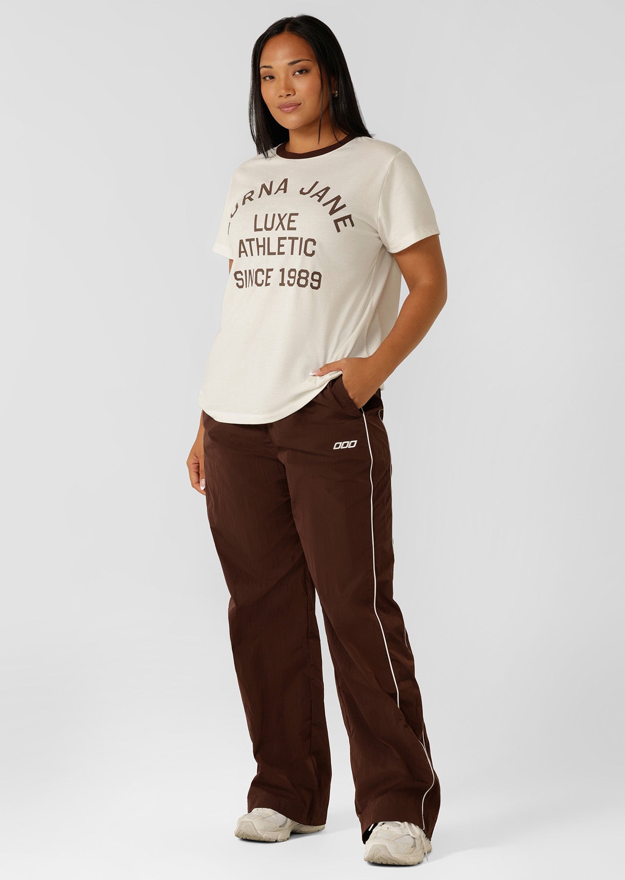 Lorna Jane Lotus Heritage Ringer T-Shirt - Porcelain