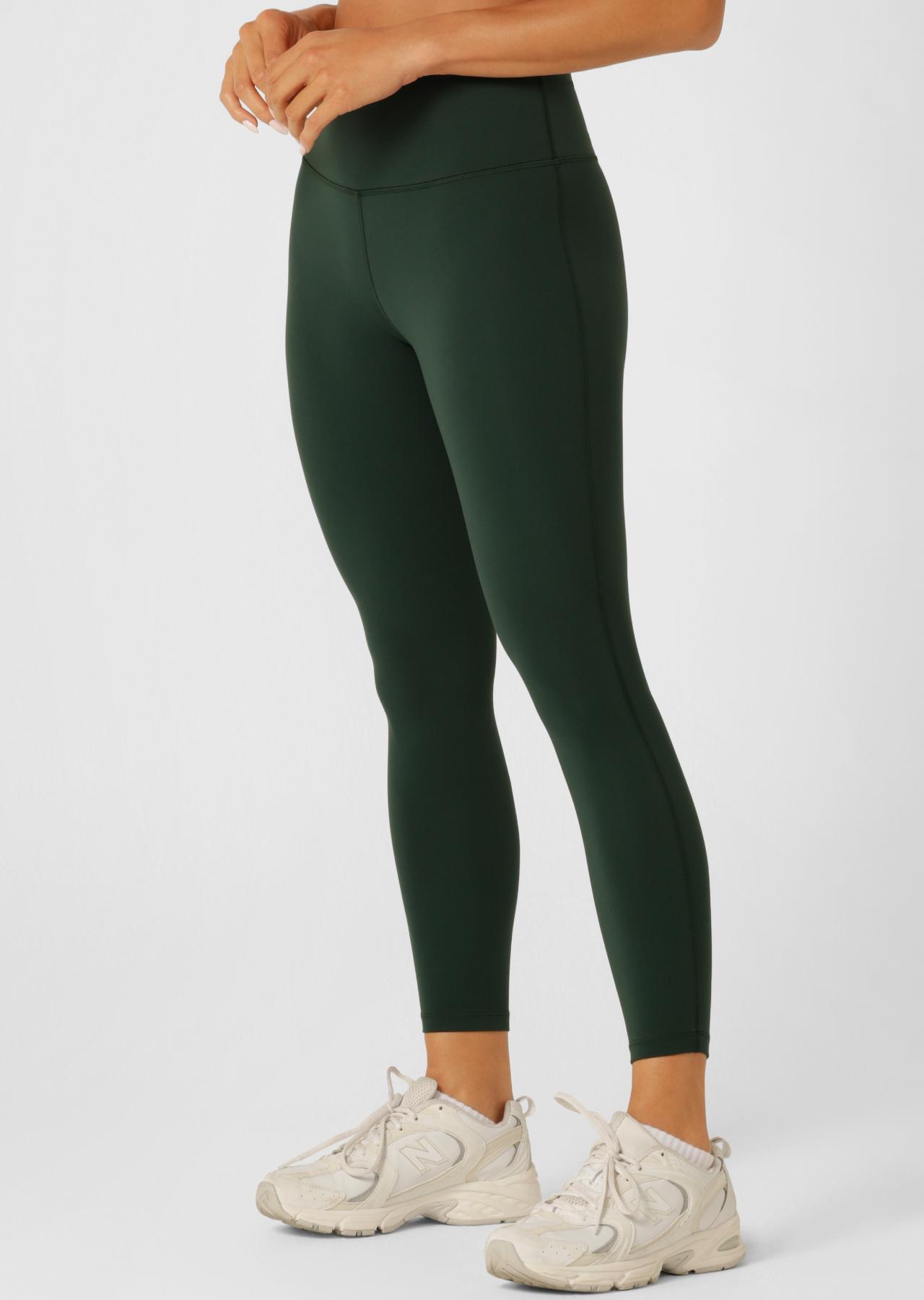Lorna Jane Limited Edition Lotus No Chafe Ankle Biter Leggings - Fig Green