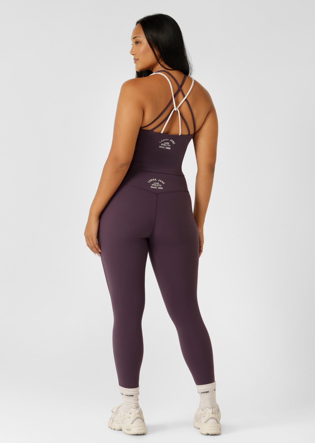 Lorna Jane Limited Edition Lotus No Chafe Ankle Biter Leggings - Midnight Plum