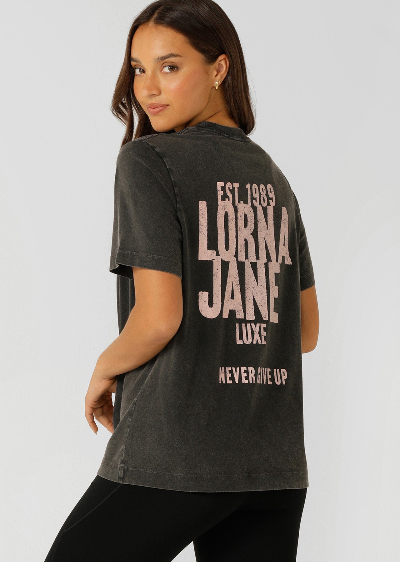 Lorna Jane Heritage Inspiration Washed Relaxed T-Shirt - Washed Black