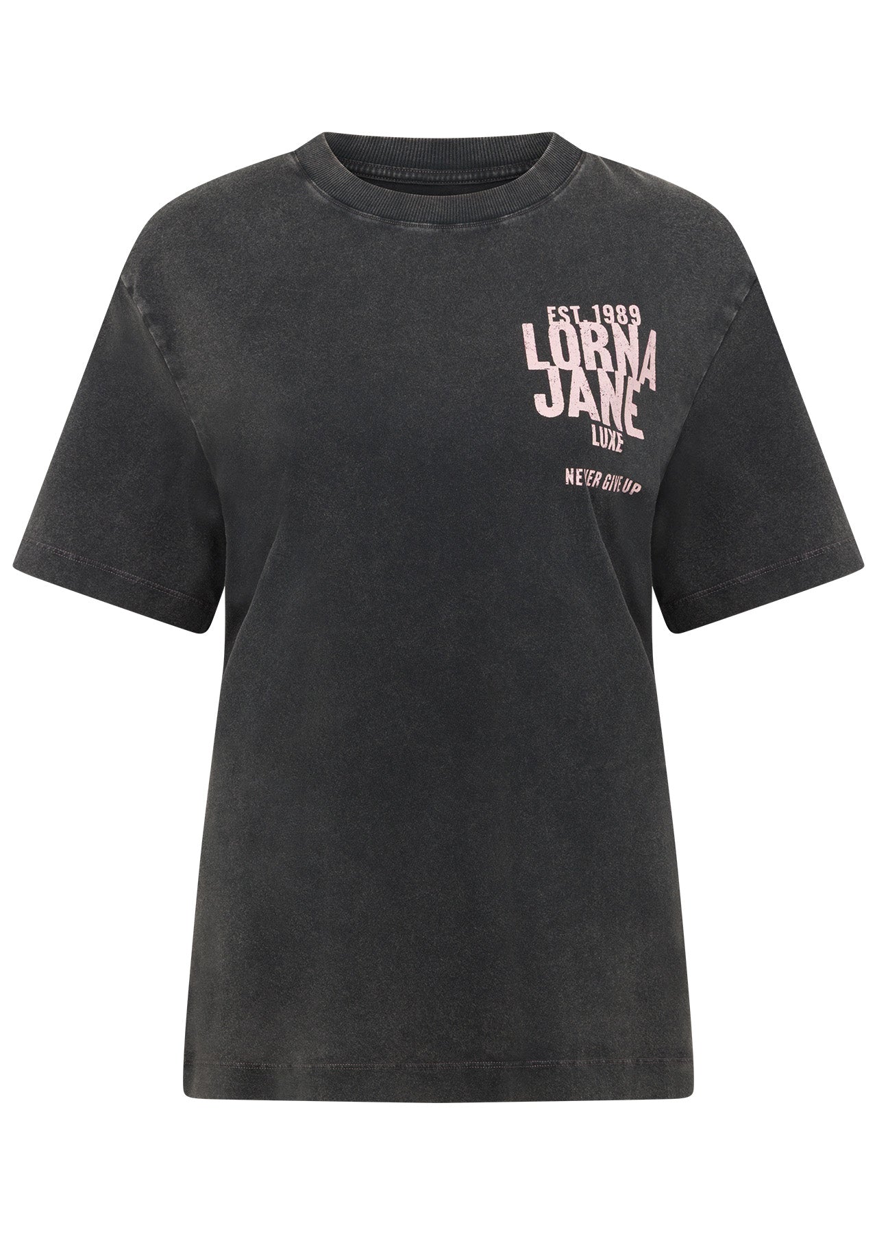 Lorna Jane Heritage Inspiration Washed Relaxed T-Shirt - Washed Black