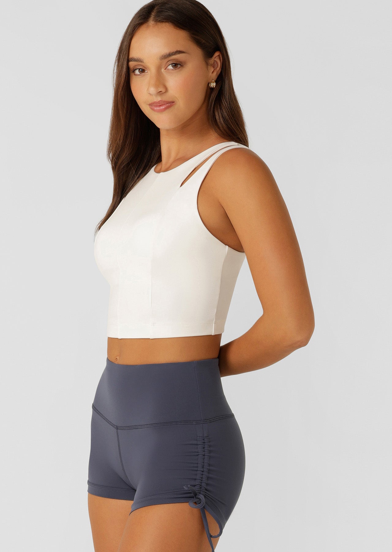 Lorna Jane Elements Cropped Active Bra Tank Combo - Porcelain