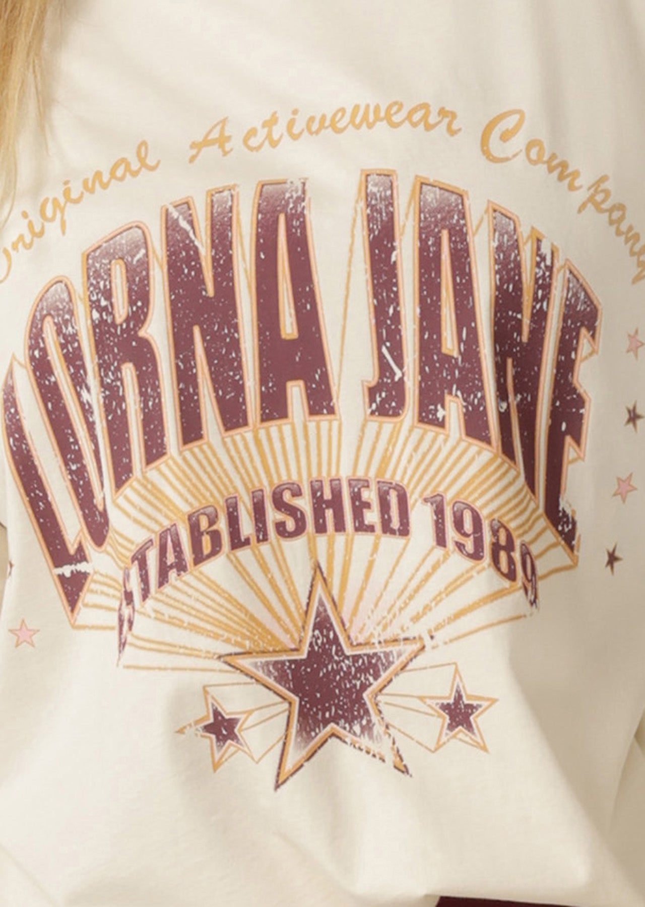 Lorna Jane Reach For The Stars Boyfriend Tee - Washed Cream