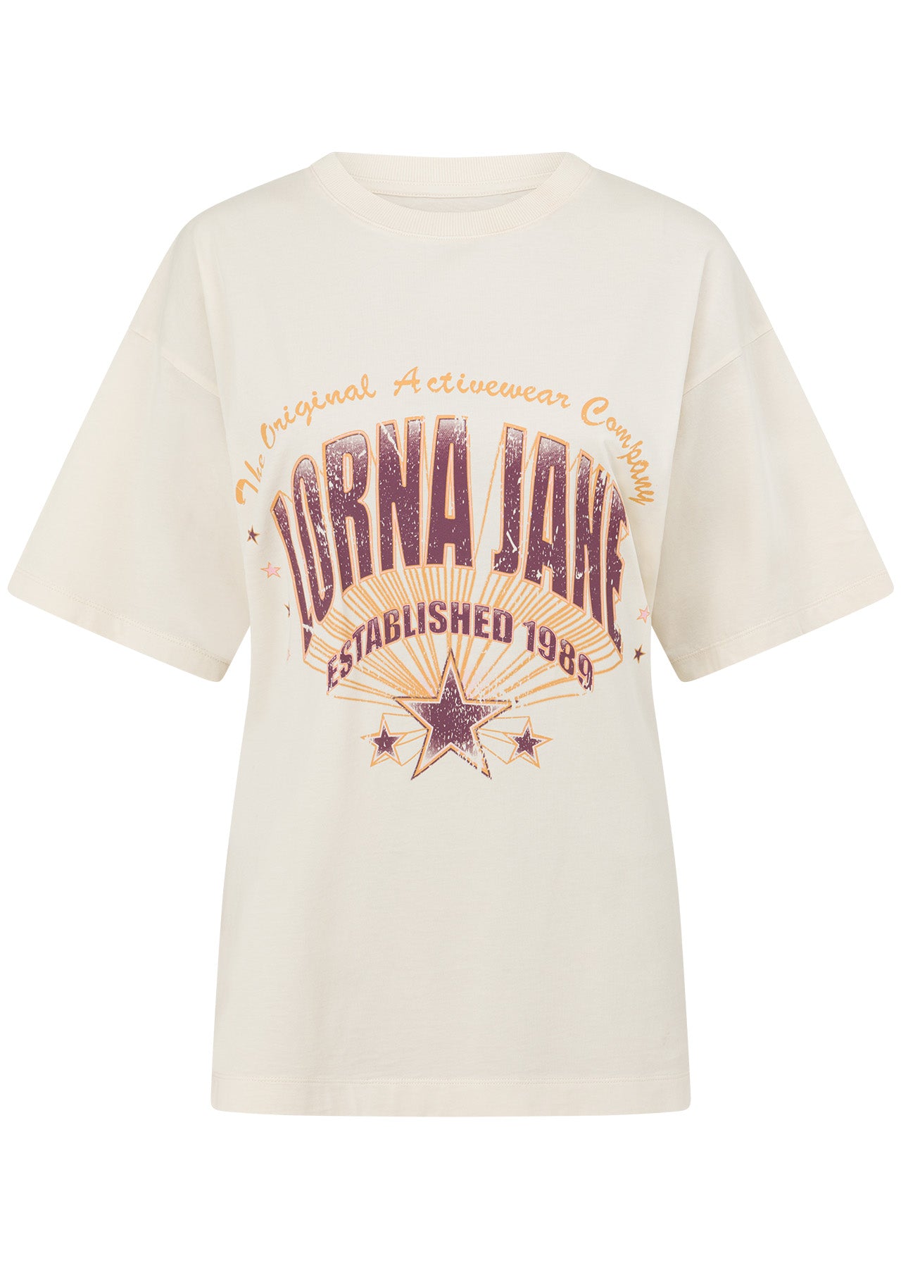 Lorna Jane Reach For The Stars Boyfriend Tee - Washed Cream