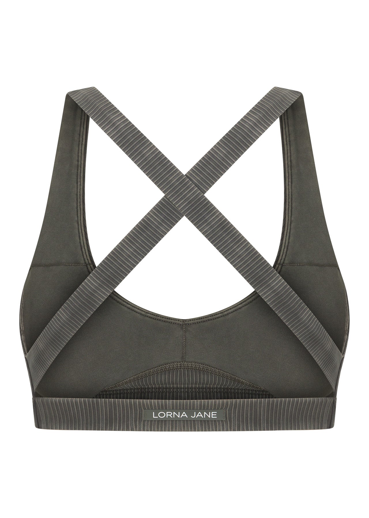 Lorna Jane Perform Washed Rib Sports Bra - Washed Khaki Haze
