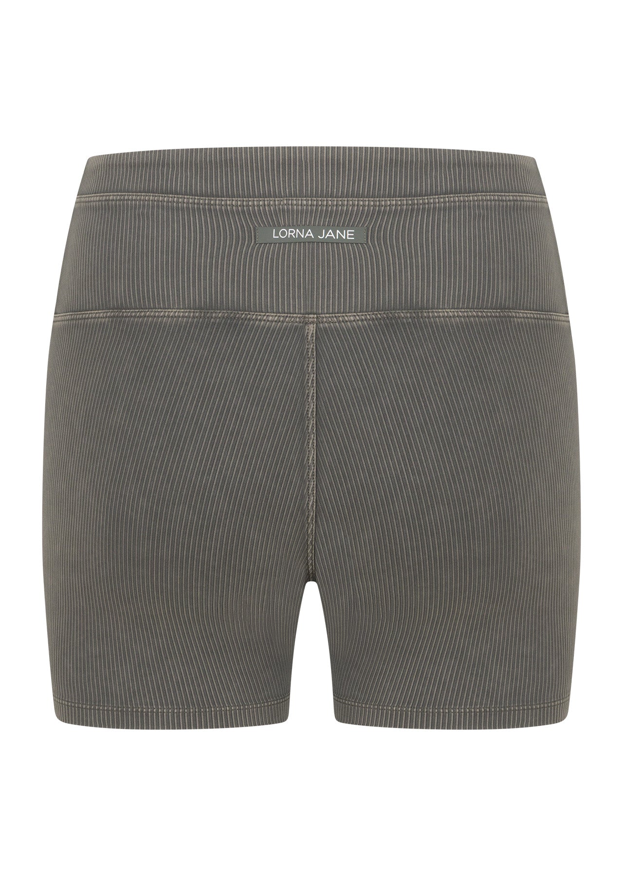 Lorna Jane Perform Washed Rib 12cm Bike Shorts - Washed Khaki Haze