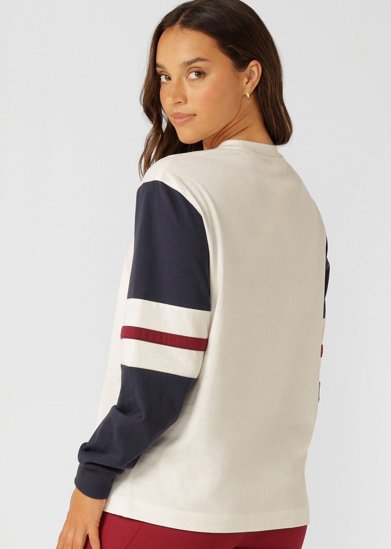 Lorna Jane Varsity Long Sleeve T-Shirt - Porcelain
