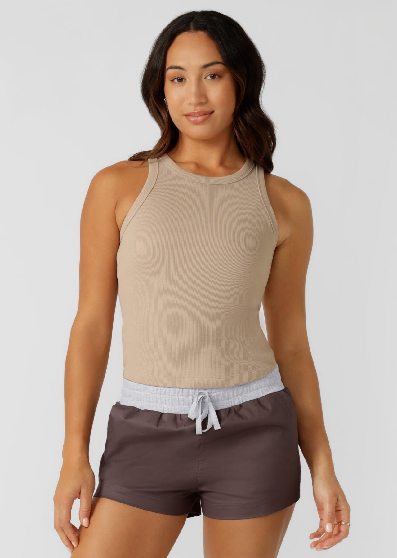 Lorna Jane LJ Basics Rib Tank - Latte