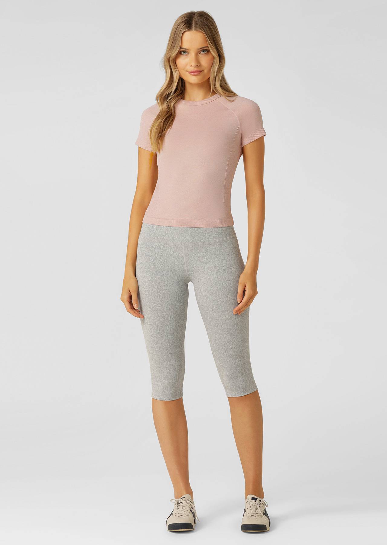 Lorna Jane Tempo Seamless Short Sleeve Active Top - Light Ash Rose Marl