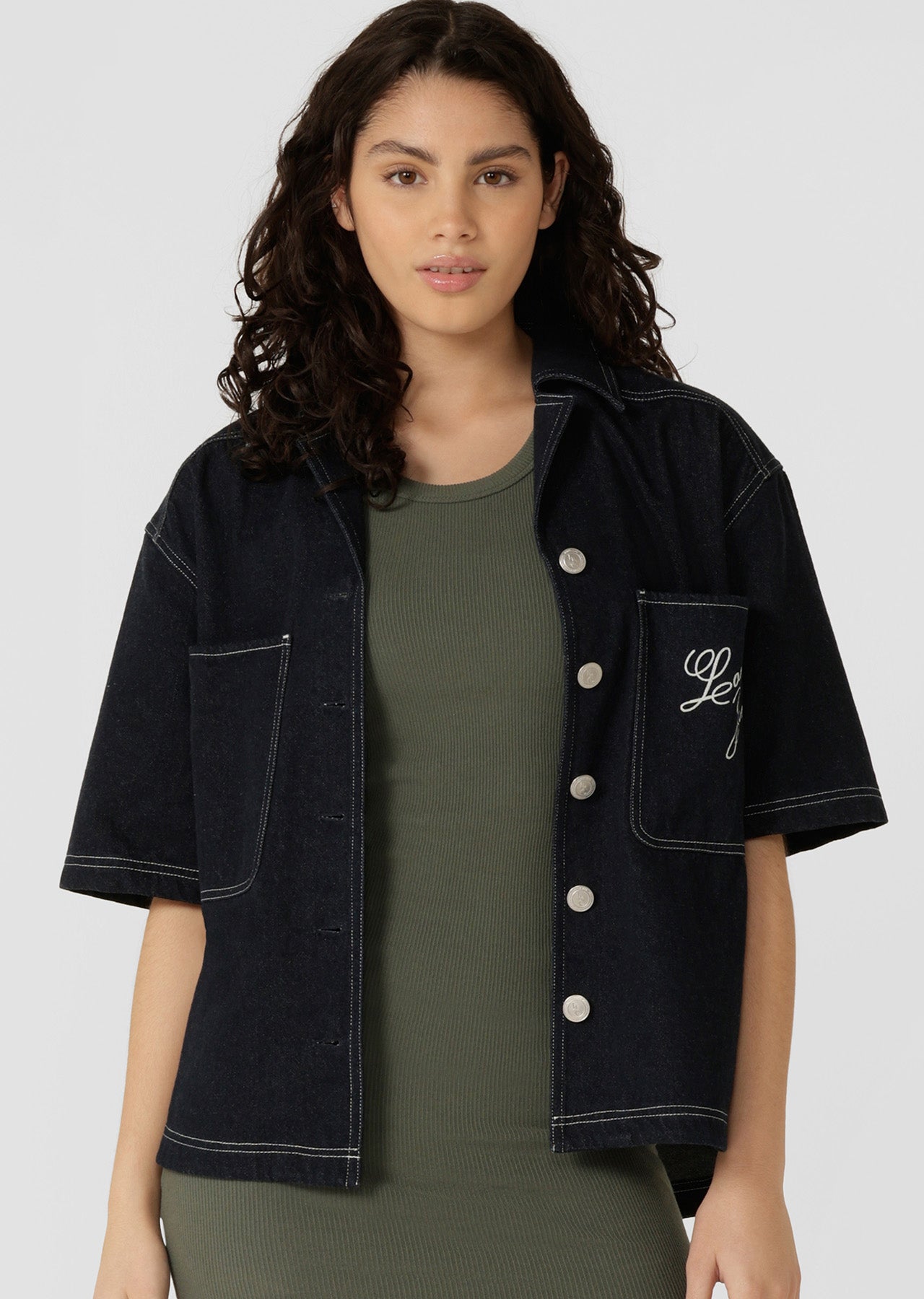 Lorna Jane Off Duty Denim Overshirt - French Navy