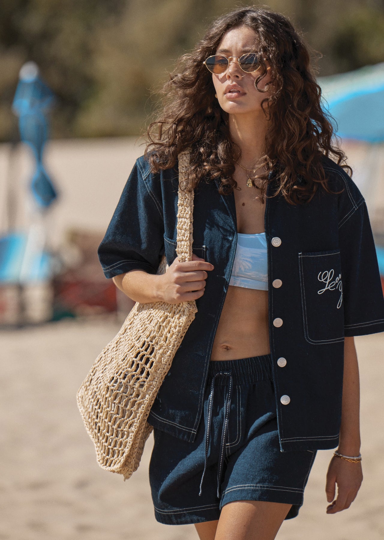 Lorna Jane Off Duty Denim Overshirt - French Navy