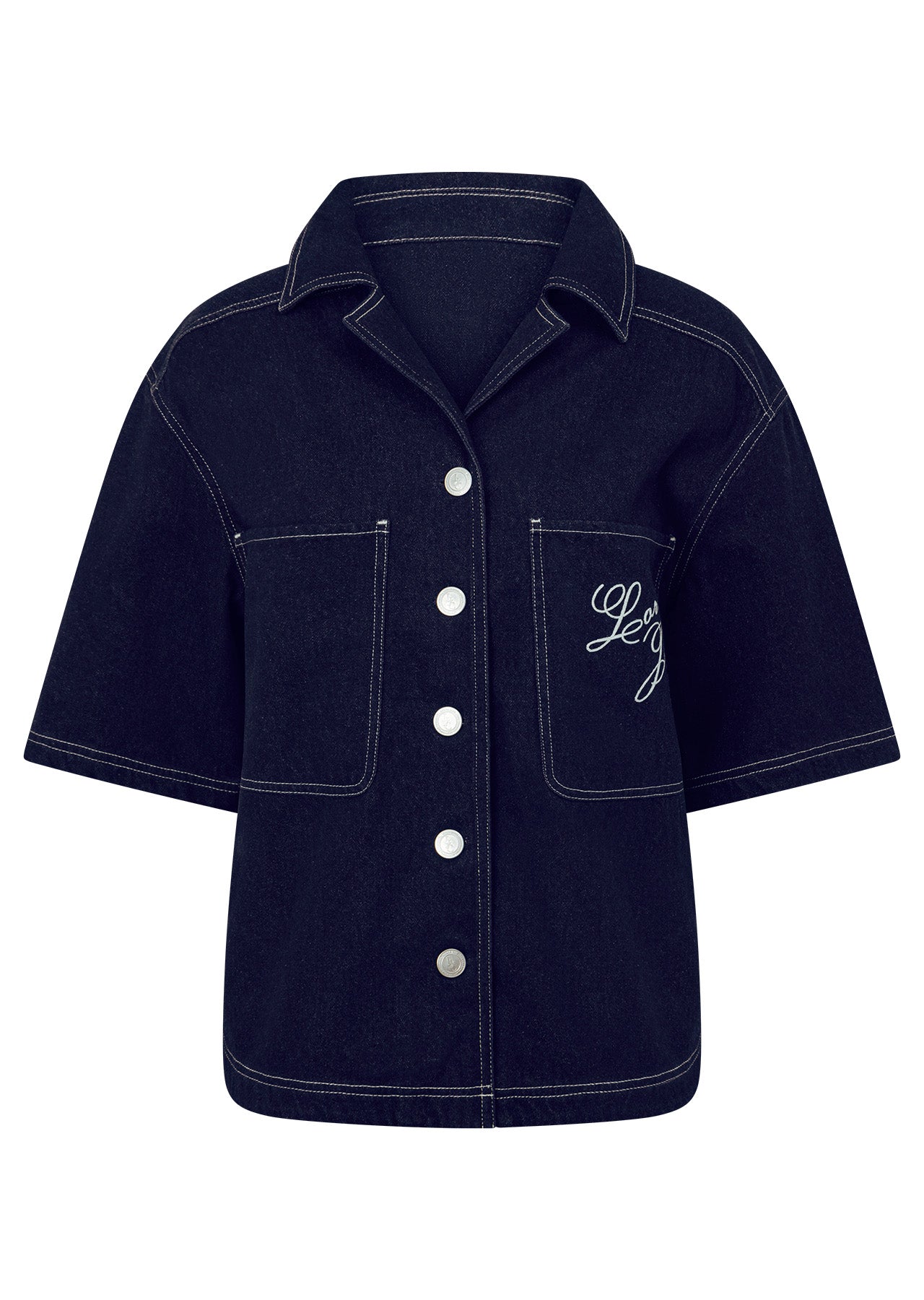 Lorna Jane Off Duty Denim Overshirt - French Navy