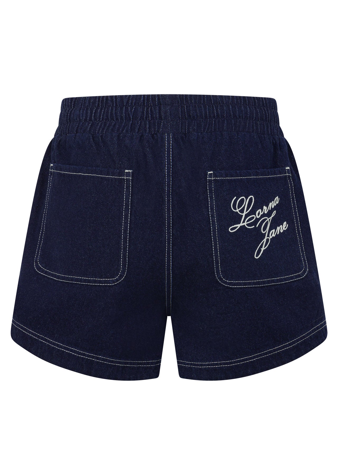 Lorna Jane Off Duty Denim Pull On Shorts - French Navy