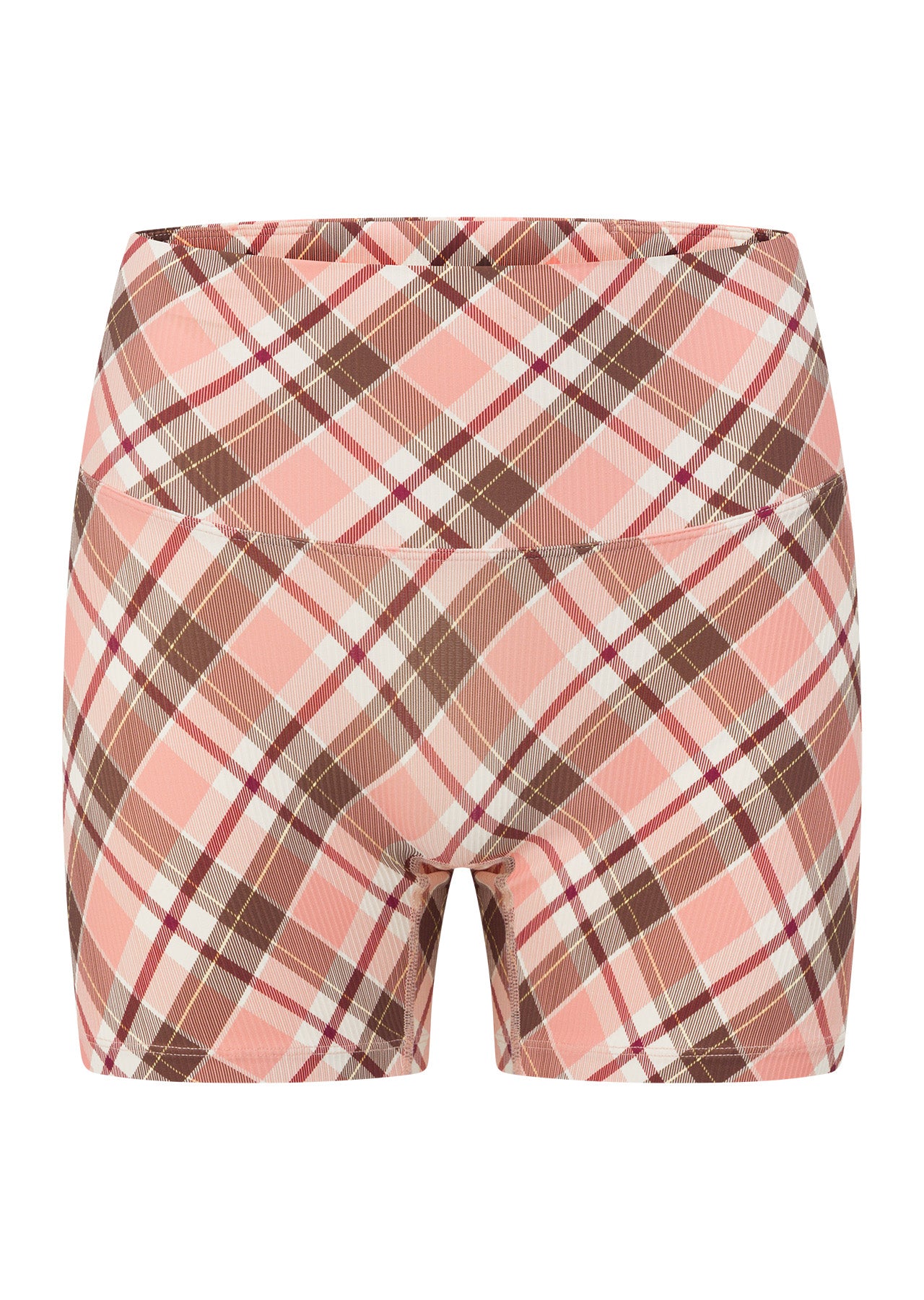 Lorna Jane Sorbet Plaid Rib 12cm Bike Shorts - Sorbet Plaid Print