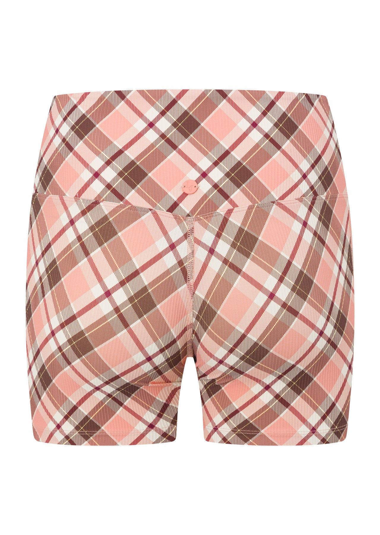 Lorna Jane Sorbet Plaid Rib 12cm Bike Shorts - Sorbet Plaid Print