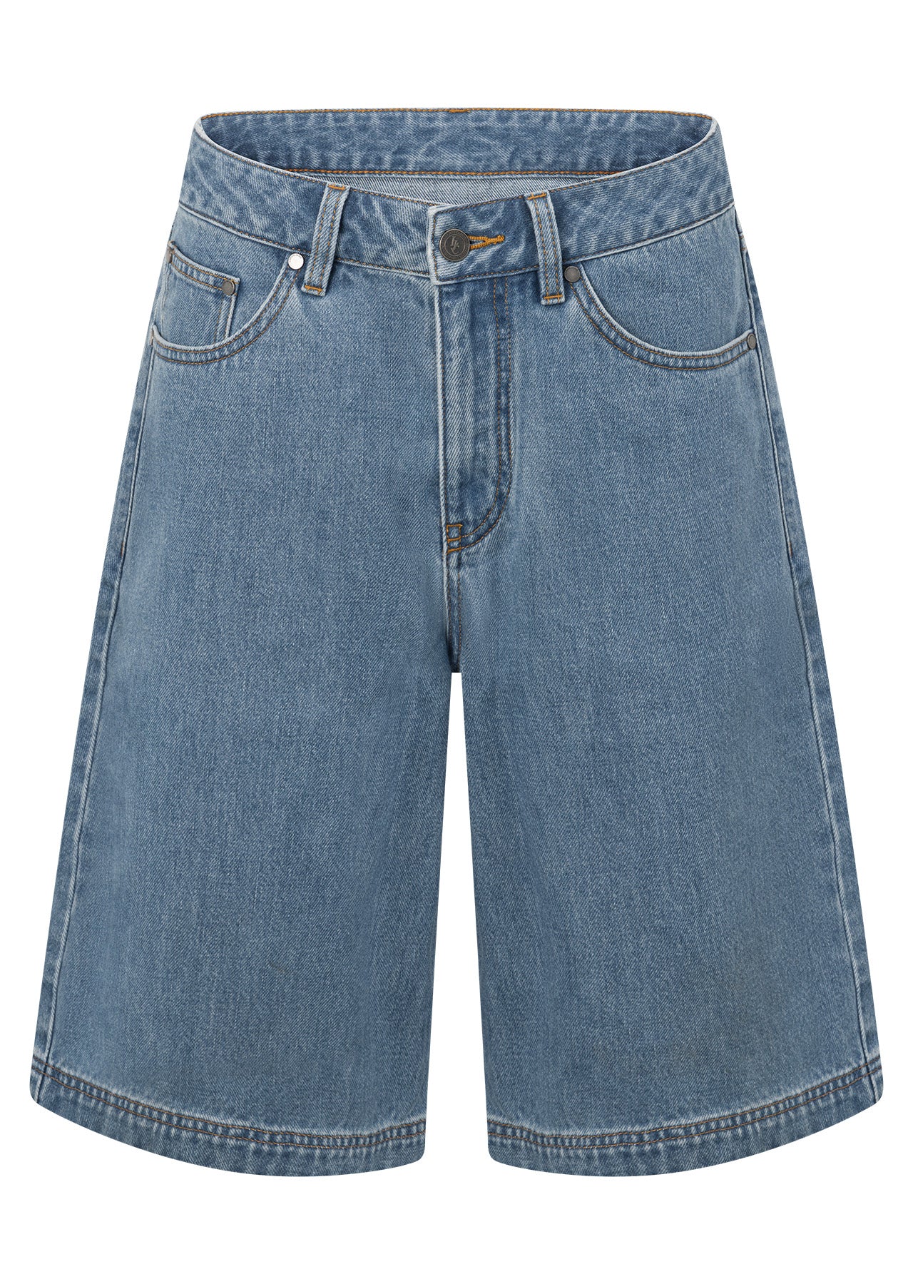 Lorna Jane Off Duty Vintage Wash Denim Shorts - Washed Blue Denim