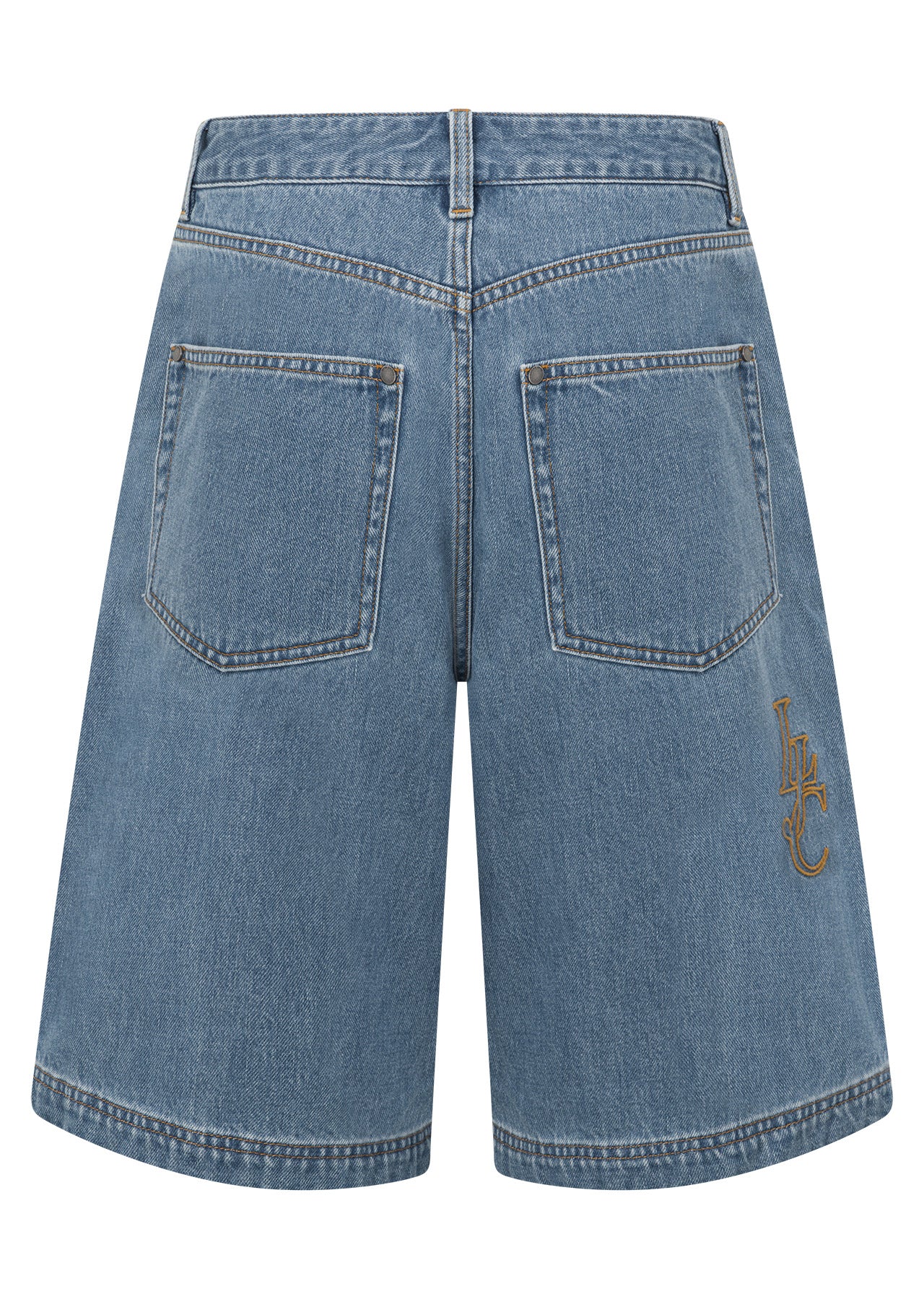 Lorna Jane Off Duty Vintage Wash Denim Shorts - Washed Blue Denim