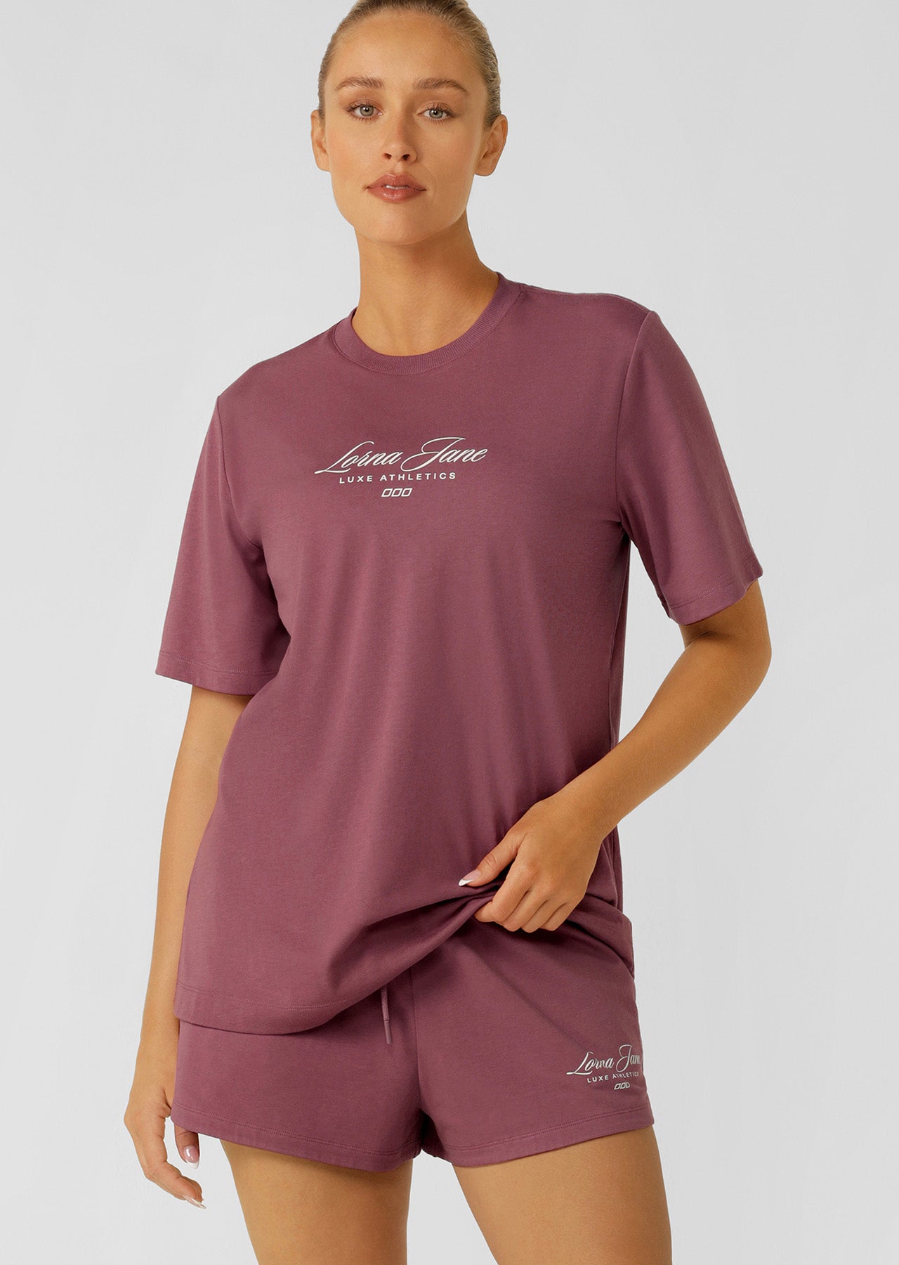 Lorna Jane Luxe Athletic Relaxed T-Shirt - Renaissance Rose