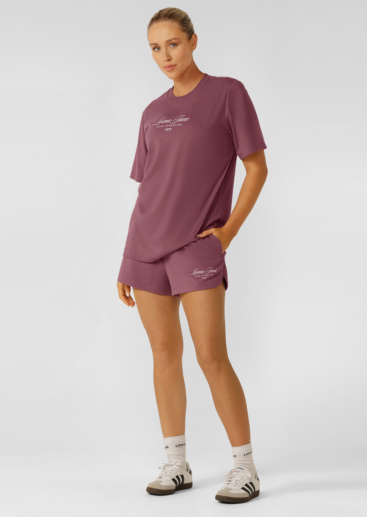 Lorna Jane Luxe Athletic Relaxed Shorts - Renaissance Rose