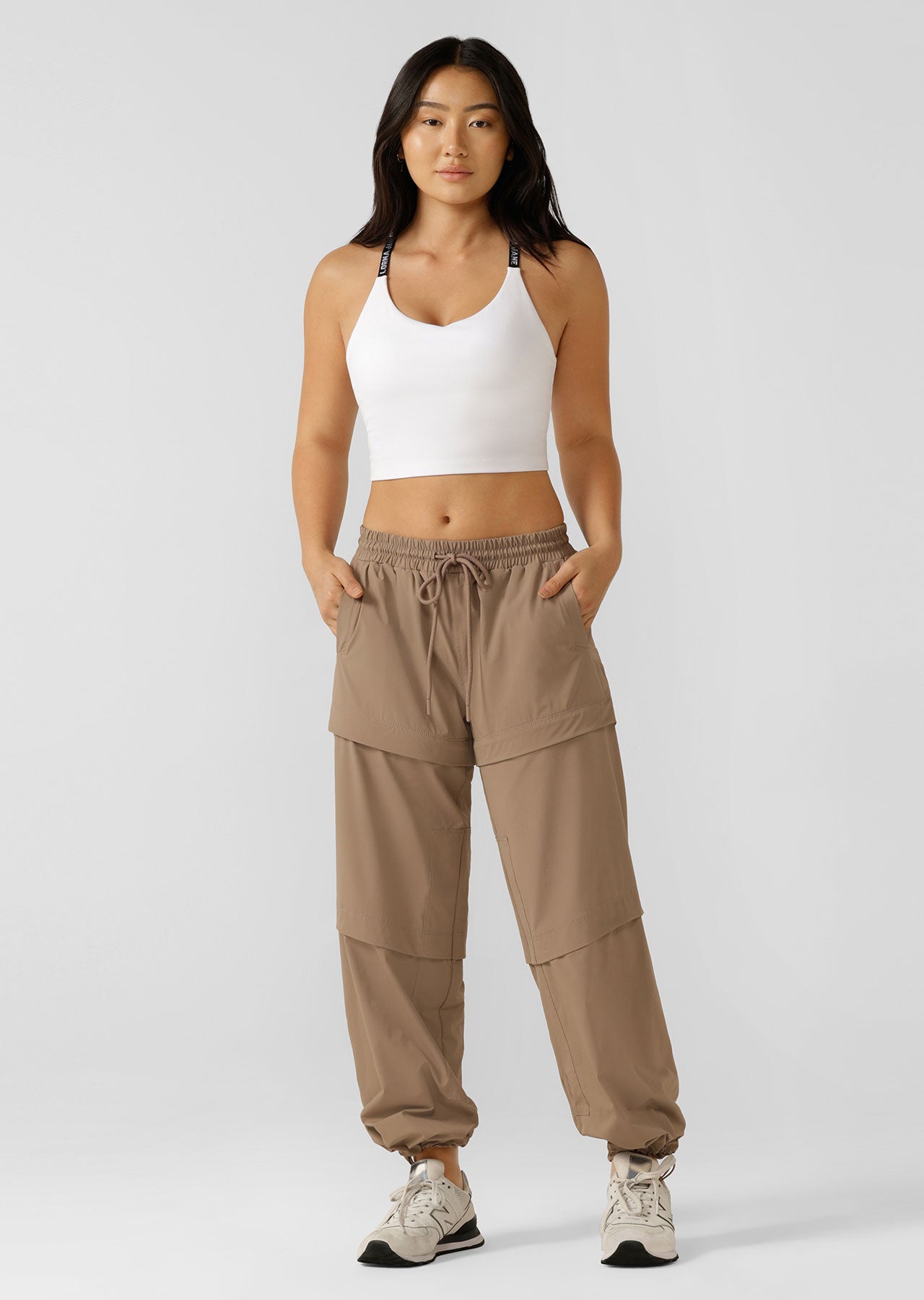 Lorna Jane Zip Off Anti-Abrasion Phone Pocket Cargo Pants - Bone