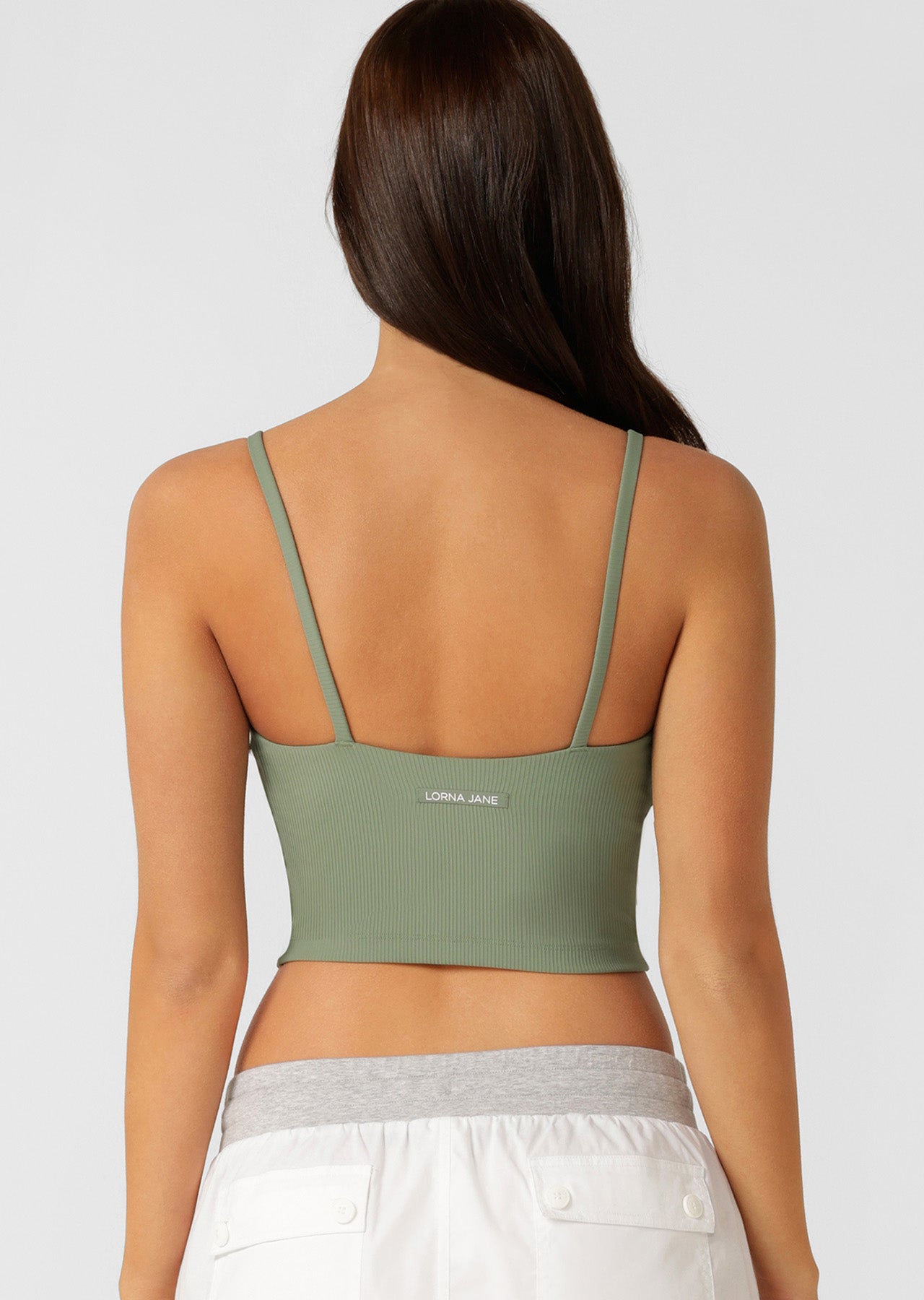 Lorna Jane Elemental Rib Tank Bra Combo - Light Khaki