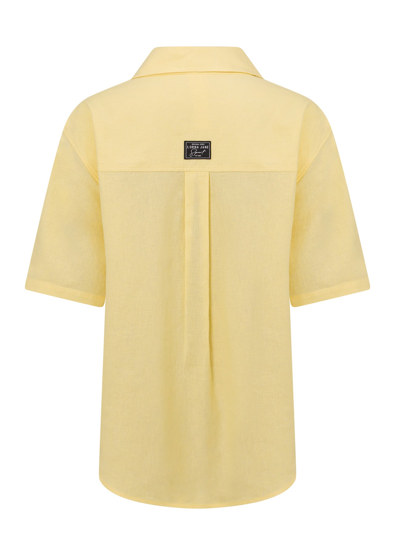 Lorna Jane Preset Linen Short Sleeve Shirt - Lemon Cream