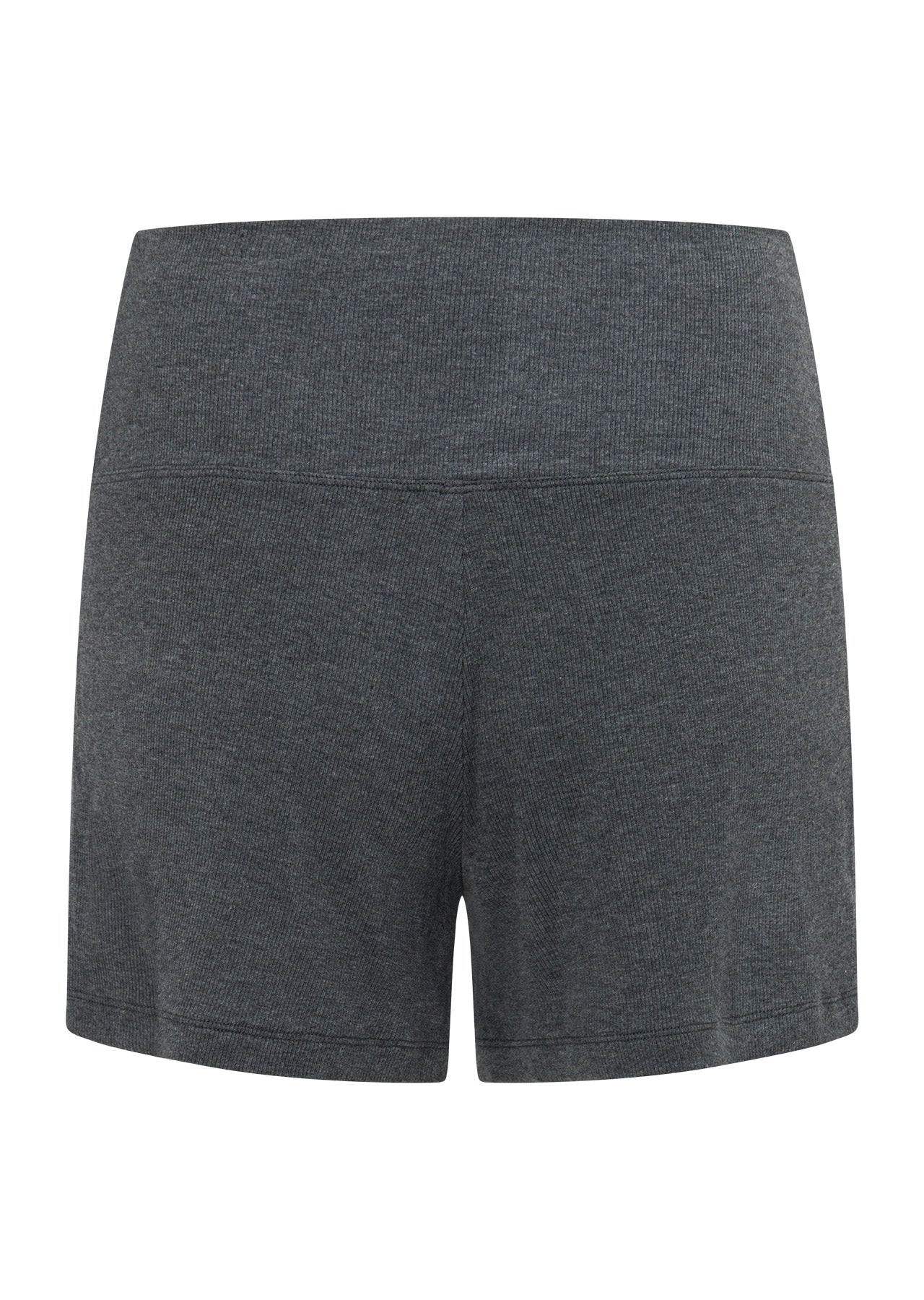 Lorna Jane Modal Luxe Lounge Fold Waist Rib Kick Shorts - Charcoal Marl