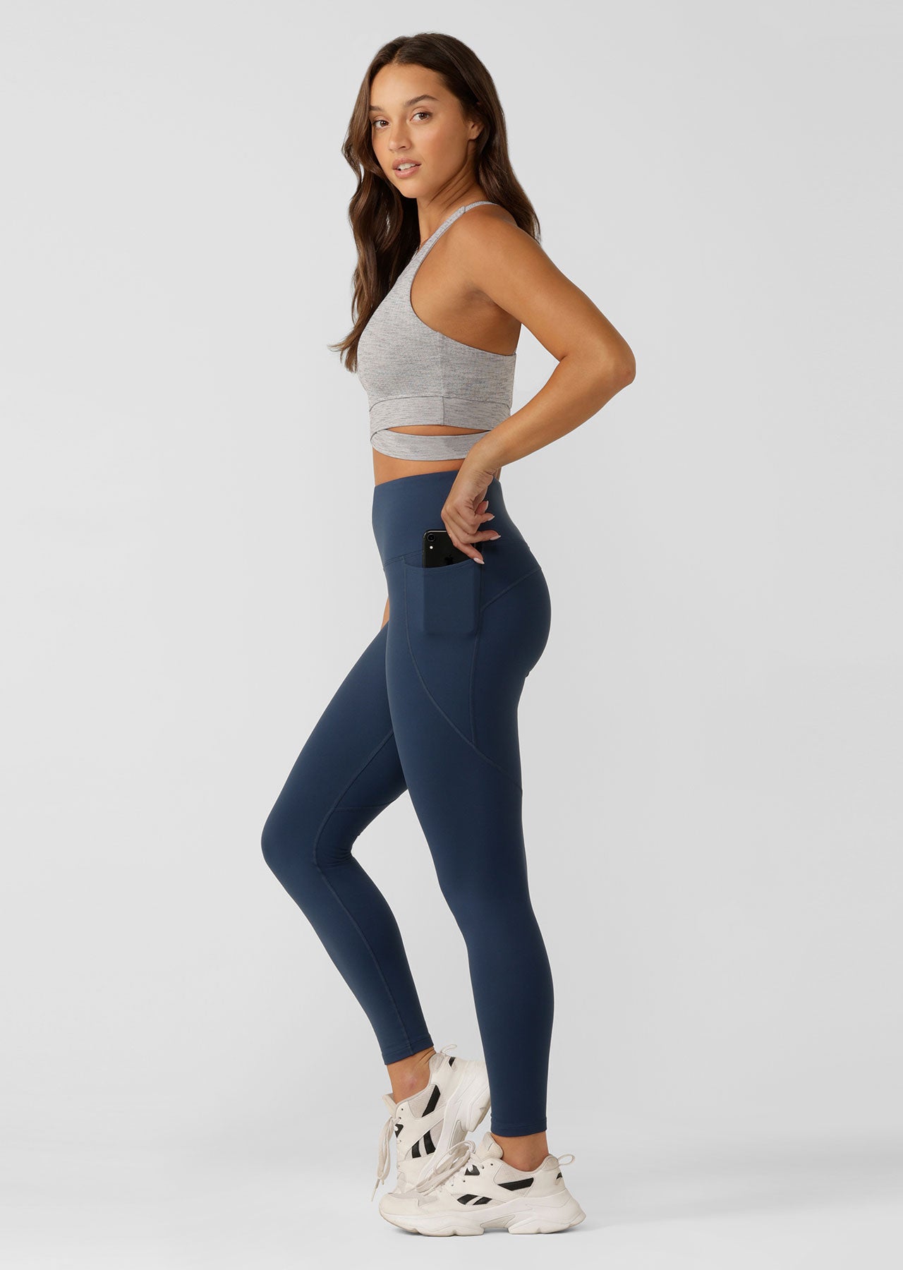 Lorna Jane Get Fit Sports Bra 2.0 - Grey Marl Stripe