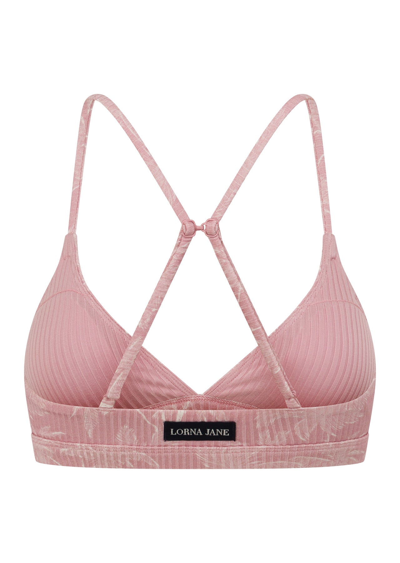 Lorna Jane Blush Palm Rib Bralette - Blush Palm Print