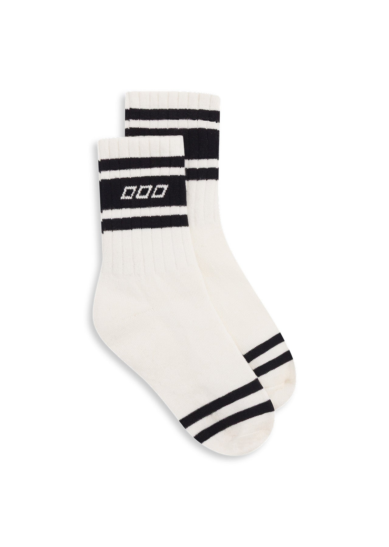 Lorna Jane Varsity Crew Socks - Porcelain/ Black